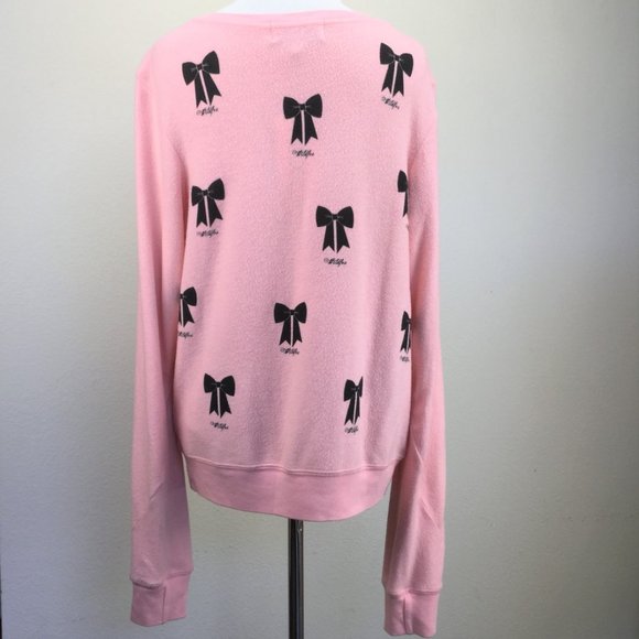 NWOT Wildfox Pink Black Bows Sweatshirt s - Picture 6 of 11